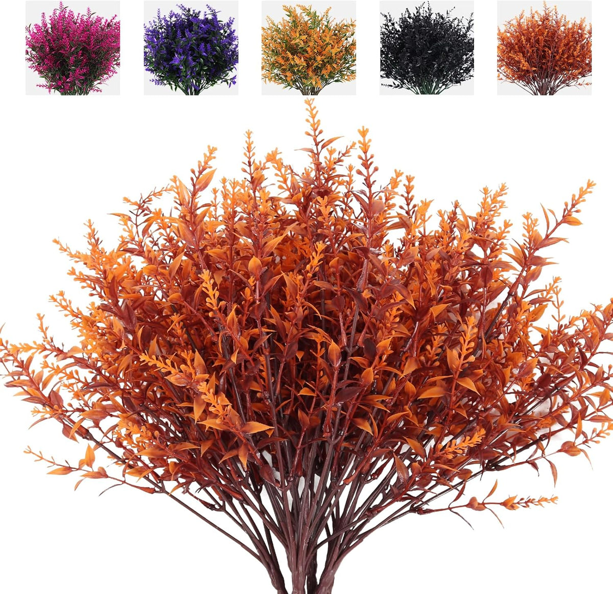 12 Bundles Artificial Lavender Flowers - UV Resistant Outdoor Fake Plants for Garden and Porch Decor