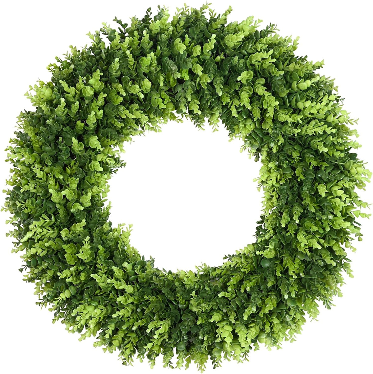 DDHS 20" Boxwood Wreaths Front Door Artificial Spring Wreath. Wreaths for Front Door Farmhouse Wedding Green Year Round Indoor Outdoor for Summer Wreath St Patricks Day Decorations -(Hello Sign)