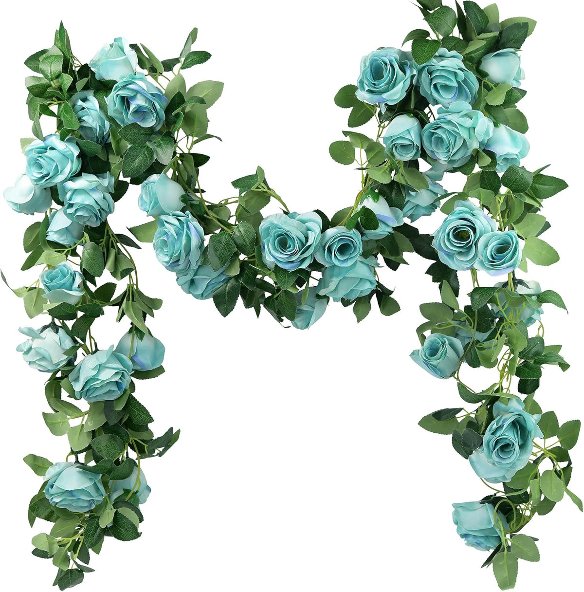 FiveSeasonStuff Artificial Natural Green Willow Garlands, Bendable Greenery Vine Leaves for Wedding Home Decoration (2 Pcs, 11.8 feet)