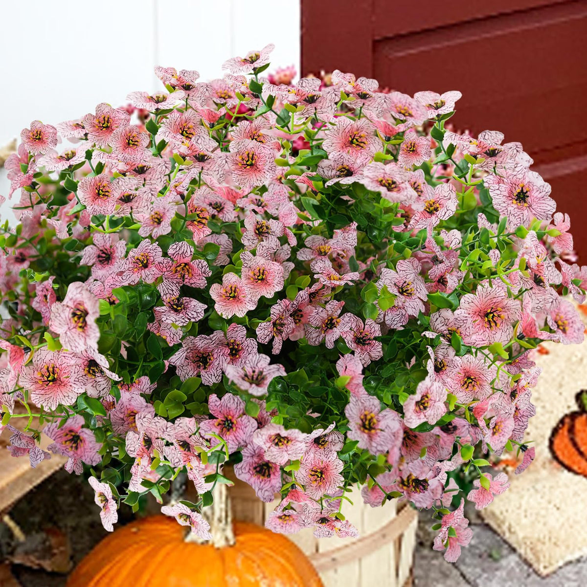 Artificial Flowers for Outdoor, UV Resistant Fake Silk Flowers, Realistic Faux Plants for Outside Indoor Porch Patio Window Box Planter Home Decor (20, Yellow Purple Rosy Pink Red)