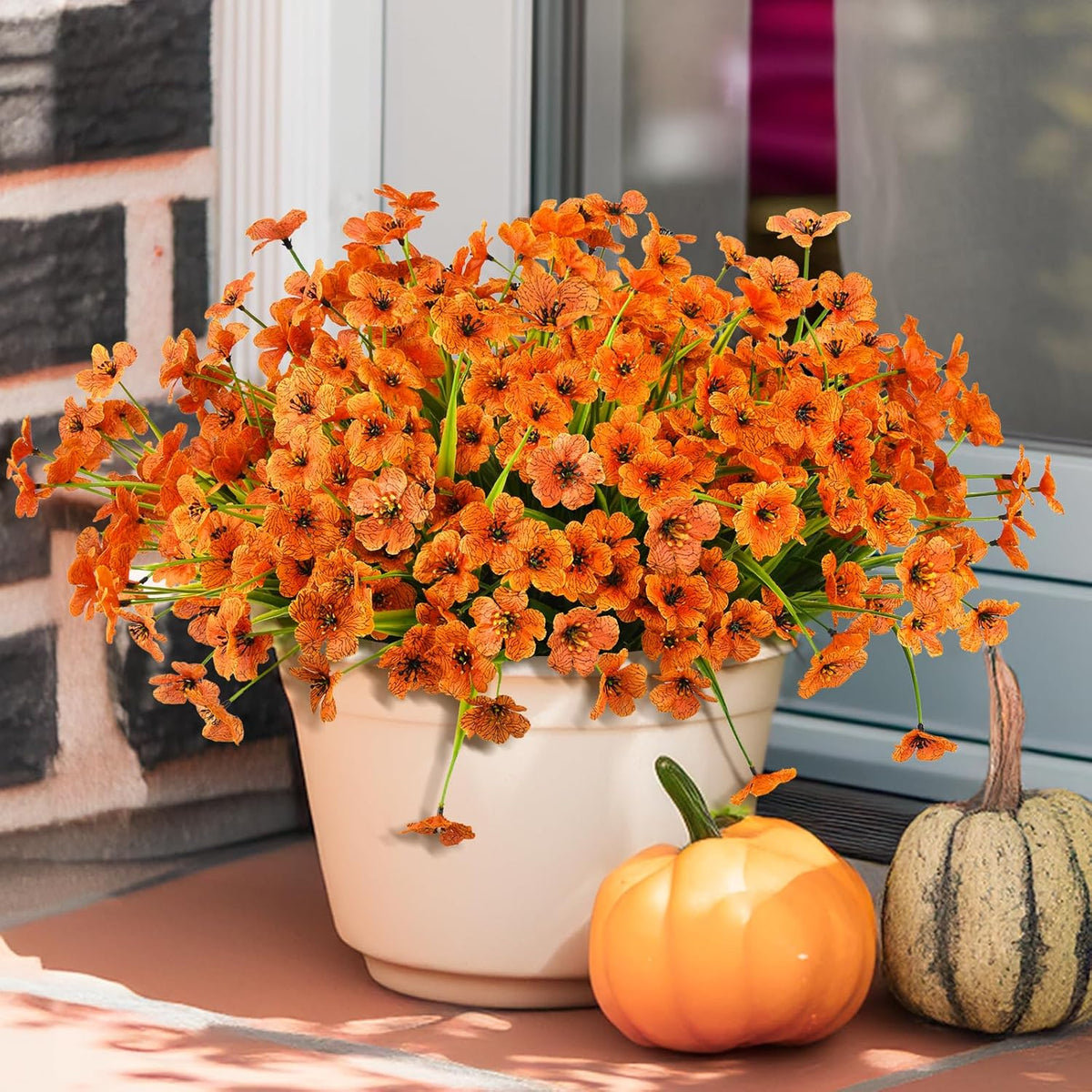 INQCMY Artificial Flowers for Outdoors Faux Plants Outdoor Fake Flowers Spring Decoration, 12 Bundles Faux Silk Colorful Daisy Realistic UV Resistant for Outside Home Planter Window Porch Patio Yard