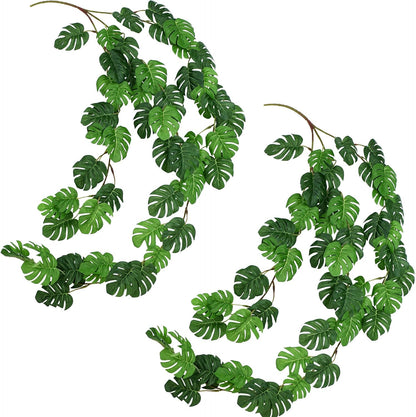 FiveSeasonStuff Artificial Natural Green Willow Garlands, Bendable Greenery Vine Leaves for Wedding Home Decoration (2 Pcs, 11.8 feet)