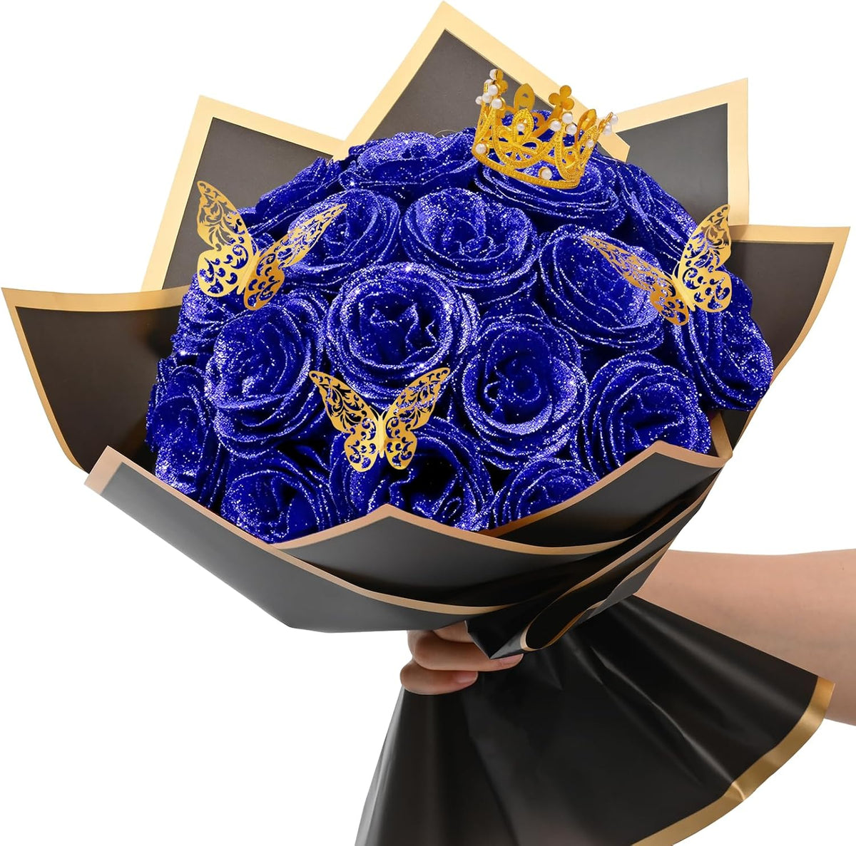 Classic Waipfaru Black Glitter Roses Home Decor Kit