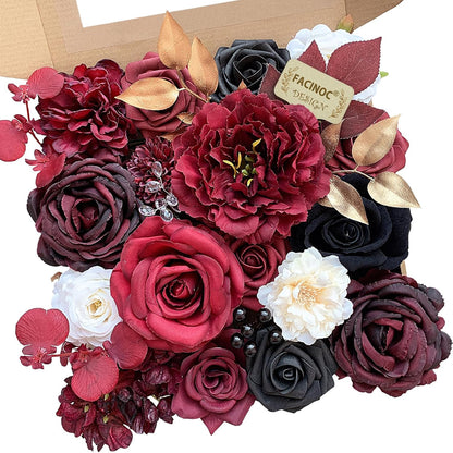 Roses Artificial Flowers Pink Bouquets Box Set for DIY Bridal Wedding Shower Decorations Fake Floral Arrangements for Party Table Centerpieces Home Decor Indoor Outdoor Dusty Blush 19 Pcs