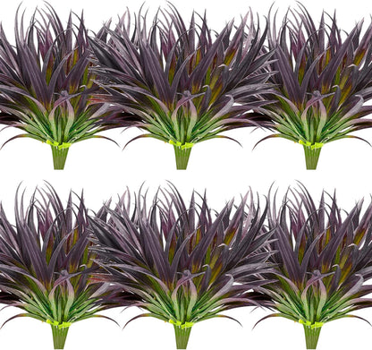 8 Bundles Artificial Plants Bushes Outdoor UV Resistant Fake Flowers Grass Bulk Faux Plastic Greenery for Fall Winter Summer Outside Window Box Planter Front Porch Yard Floral Arrangements