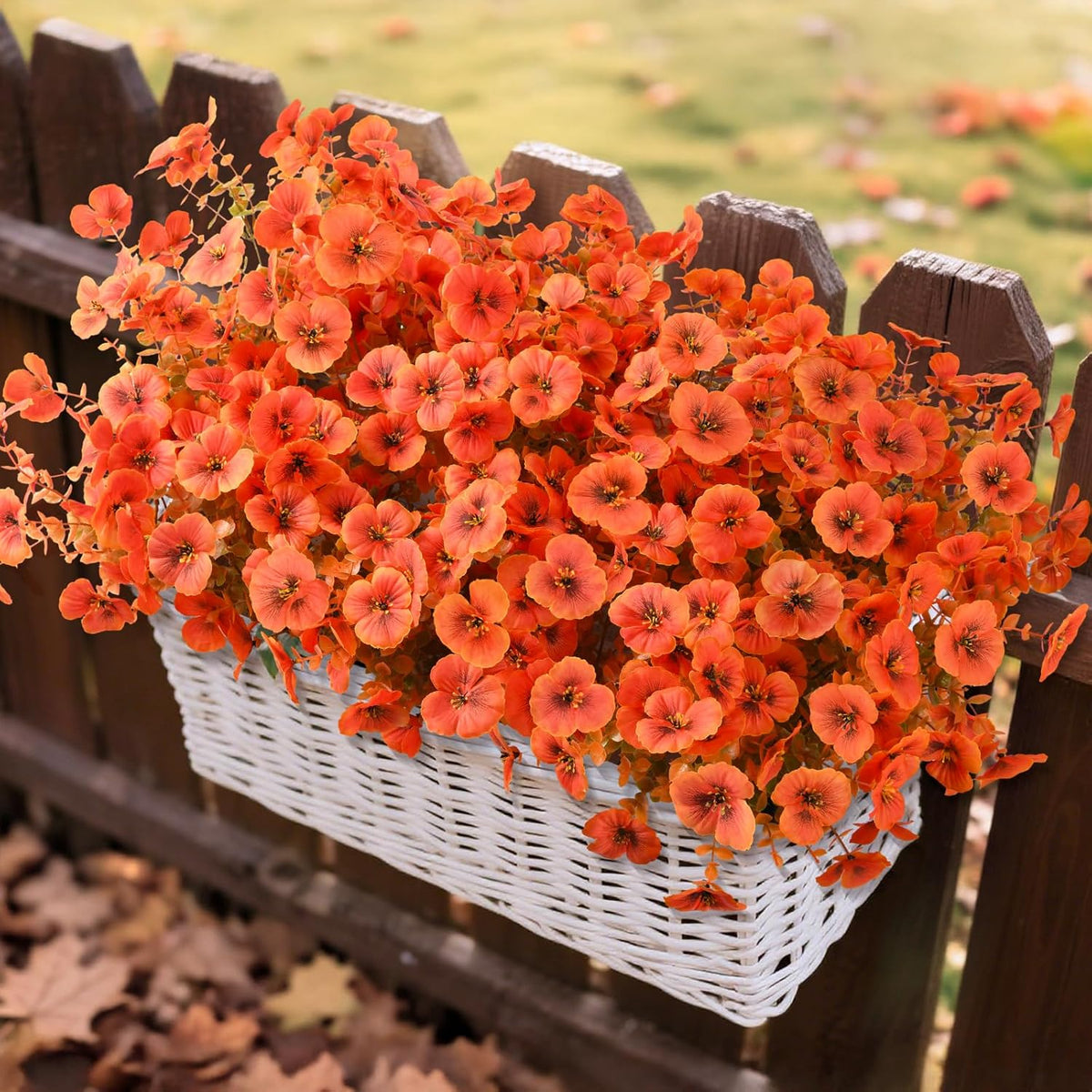 INQCMY Artificial Fake Pansy Flowers for Outdoor, 12 Pcs Faux Silk Pansies Flower for Spring Summer Decoration, UV Resistant Fake Plants for Outside Planter Porch Yard Patio Home Decor(Double Purple)