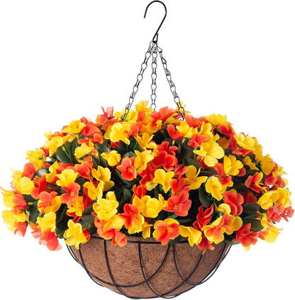 Artificial Flowers for Outdoors Decoration, 5 Bundles Faux Hydrangea UV Resistant Fake Arrangements Plants for Indoor and Outdoor Garden Front Porch Spring Summer Decor, Blue