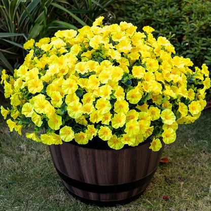Artificial Faux Flowers for Outdoor 16 Bundles Boxwood Fake Morning Glory for Planter, UV Resistant Fake Flowers for Home Porch Patio Outside（8 Color）