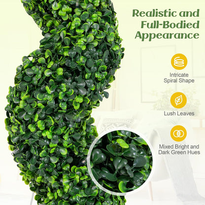 Charming Artificial Spiral Boxwood Topiary Home Decor Bundle