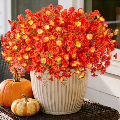 12 Bundles Morning Glory Artificial Flowers for Outdoor Decoration UV Resistant Fake Plastic Plants Artificial Greenery for Indoor Outdoor Garden Patio Window Box Home Decor