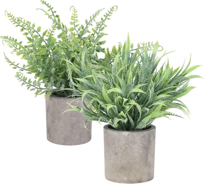 3 Pack Life-Like Potted Fake Plant, Artificial Plants Indoor, Artificial Frost-Hung Green Plants, Eco-Friendly Gray Pot, No Need for Maintenance，Ideal Decor for Home and Office