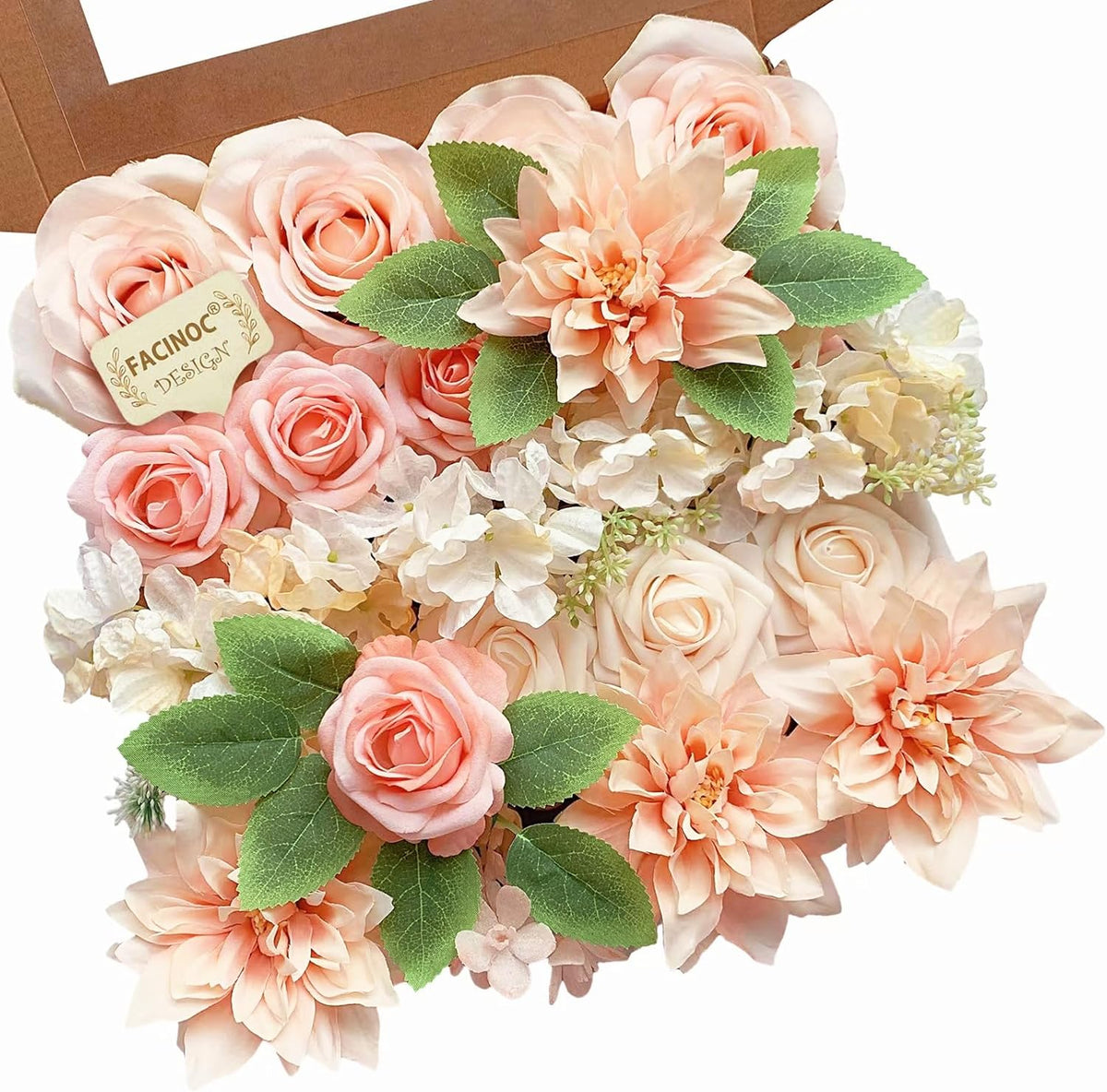 Roses Artificial Flowers Pink Bouquets Box Set for DIY Bridal Wedding Shower Decorations Fake Floral Arrangements for Party Table Centerpieces Home Decor Indoor Outdoor Dusty Blush 19 Pcs