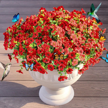Faux Artificial Plants Flowers for Outdoor Planters Spring Summer Decor 16 Bundles Fake Eucalyptus Silk Daisy UV Resistant Realistic Used for Outside, Home, Front Porch, Patio, Yard Decorations