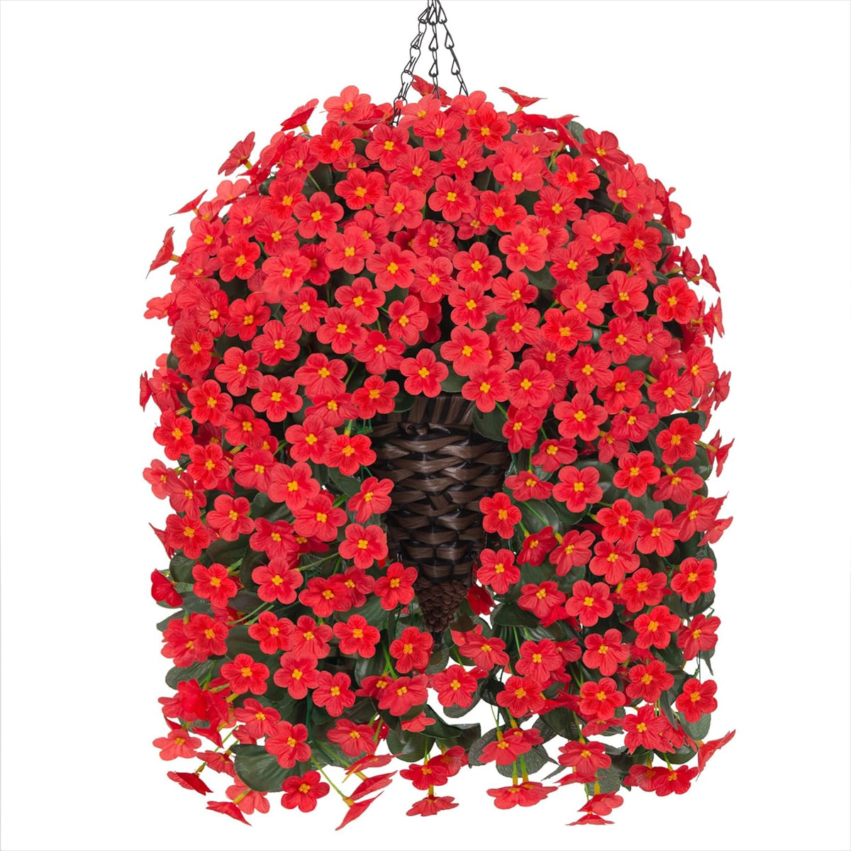 HyeFlora Artificial Fake Hanging Outdoor Flowers Plants Basket, Faux Silk Yellow Daisy Flowers UV Resistant Realistic Hanging Planter Orchid Vines for Outside Porch Patio Home Garden Yard Decoration