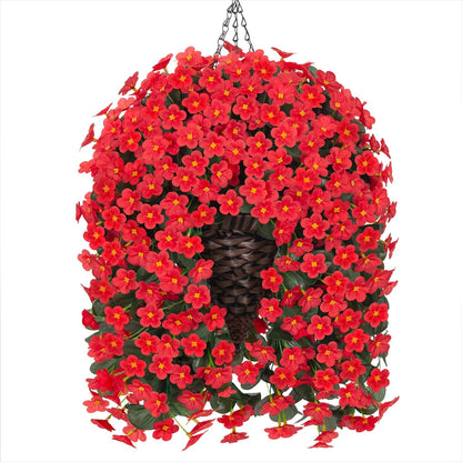 HyeFlora Artificial Fake Hanging Outdoor Flowers Plants Basket, Faux Silk Yellow Daisy Flowers UV Resistant Realistic Hanging Planter Orchid Vines for Outside Porch Patio Home Garden Yard Decoration