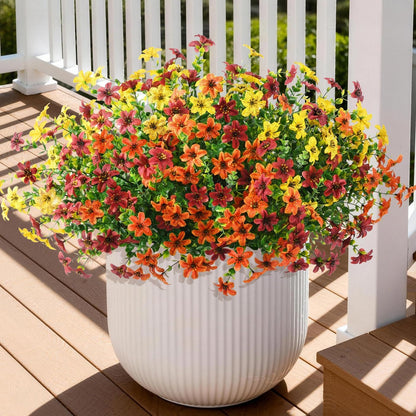 12 Bundles UV Resistant Artificial Flowers - Realistic Faux Silk Daisy with Eucalyptus Stems