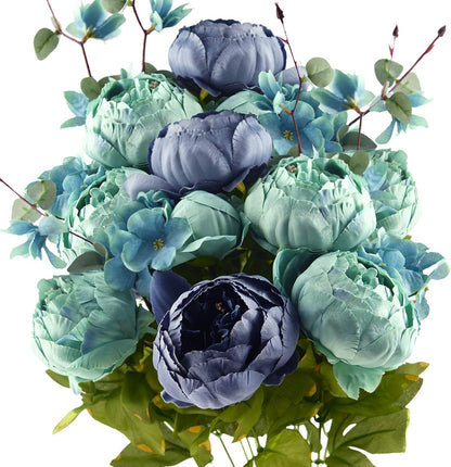FiveSeasonStuff Artificial Peonies Bouquet – Set of 2 Whimsical Lavender Bliss Silk Flowers, Purple and White Blooms, Multiple Stems per Main Stem, for Weddings, Home Decor, DIY Floral Arrangements