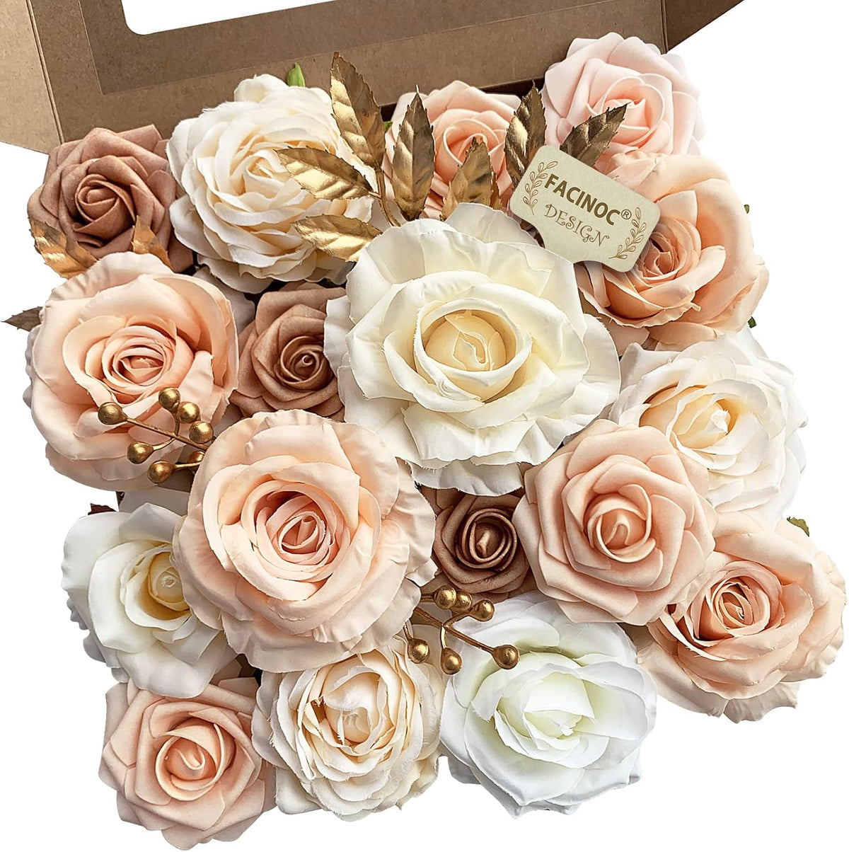 Roses Artificial Flowers Pink Bouquets Box Set for DIY Bridal Wedding Shower Decorations Fake Floral Arrangements for Party Table Centerpieces Home Decor Indoor Outdoor Dusty Blush 19 Pcs