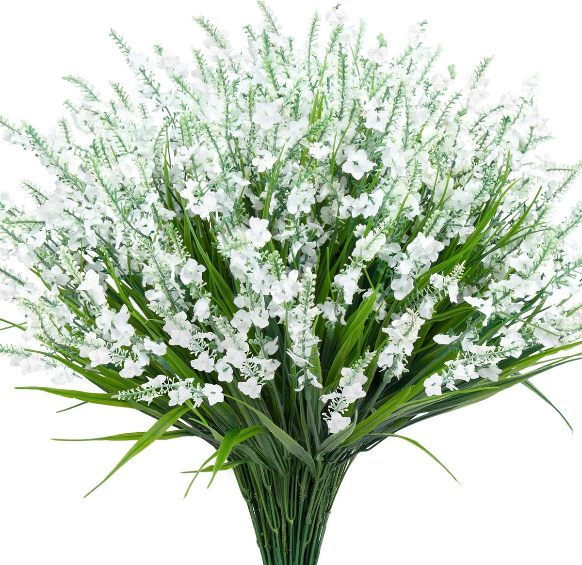 20 Bundles Artificial Lavender Flowers for Outdoors Fake Silk Flowers Faux Plants UV Resistant for Indoor and Outdoor Spring Porch Garden Window Table Box Office Home Decorations, Deep Purple