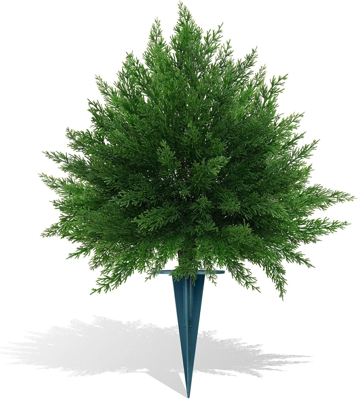 2Pcs Artificial Boxwood Topiary Ball Tree, UV Resistant Artificial Outdoor Shrubs with Spike, Decorative Evergreen Fake Topiary Bushes Plant for Front Porch Garden