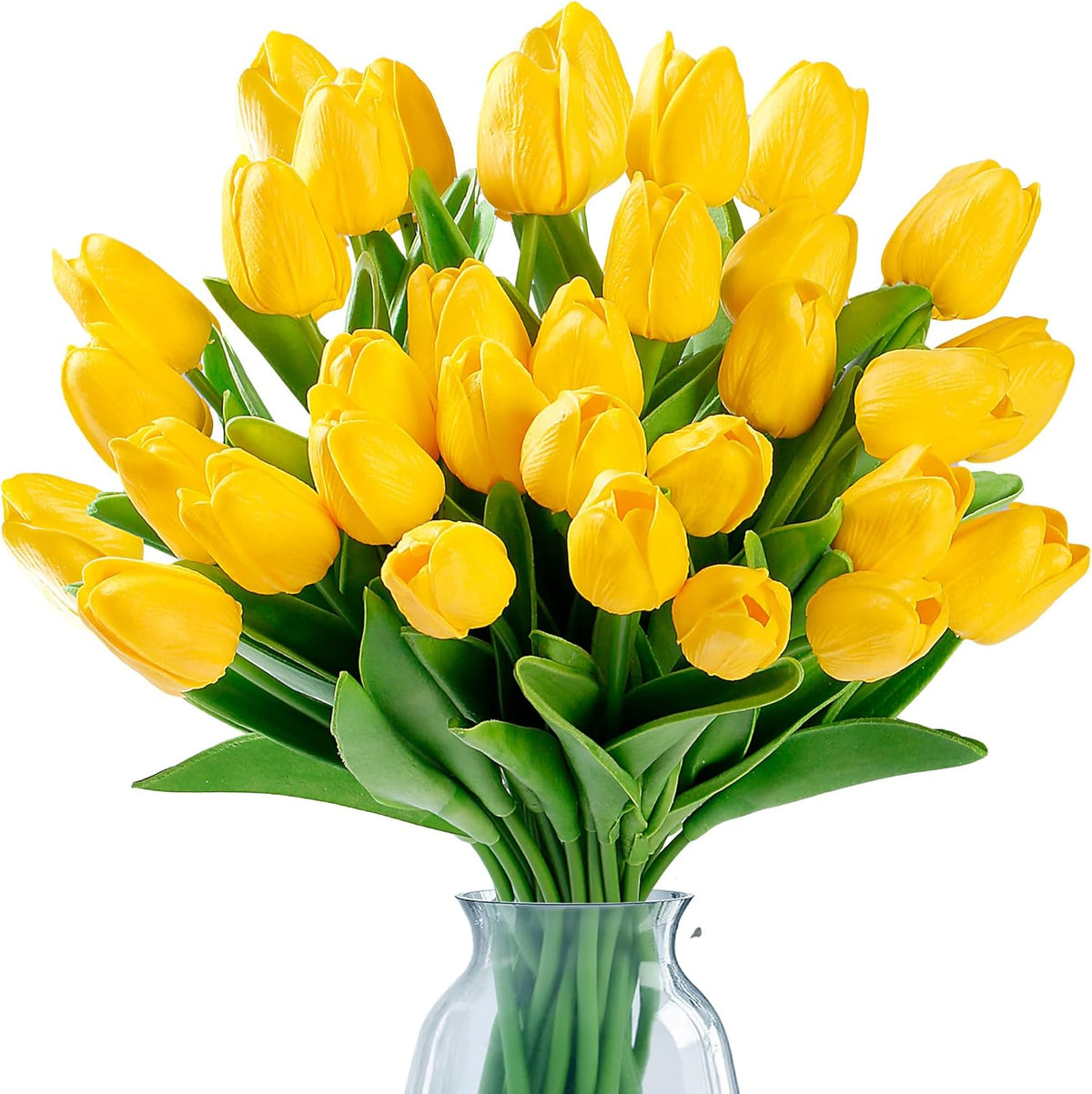 Sggvecsy 30 Pcs Fake Tulips Artificial Flowers Real Touch PU Faux Flowers Tulip Stems for Wedding Spring Bouquet Floral Arrangement Home Office Party Decorations for Mother's Day (Multi Colors)