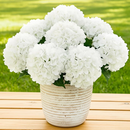 Auihiay 6 Bundles Hydrangea Artificial Flowers for Outdoors and Indoor, Bulk 30 Heads, UV Resistant Faux Hydrangea Flowers for Garden, Porch, Yard, Window Box & Outdoor Wedding Decoration (Blue)