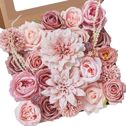 Alecono Artificial Flowers, Yellow Fake Spring Flowers Combo Box with Stems for DIY Wedding Cake, Party Table Centerpieces Home Decor