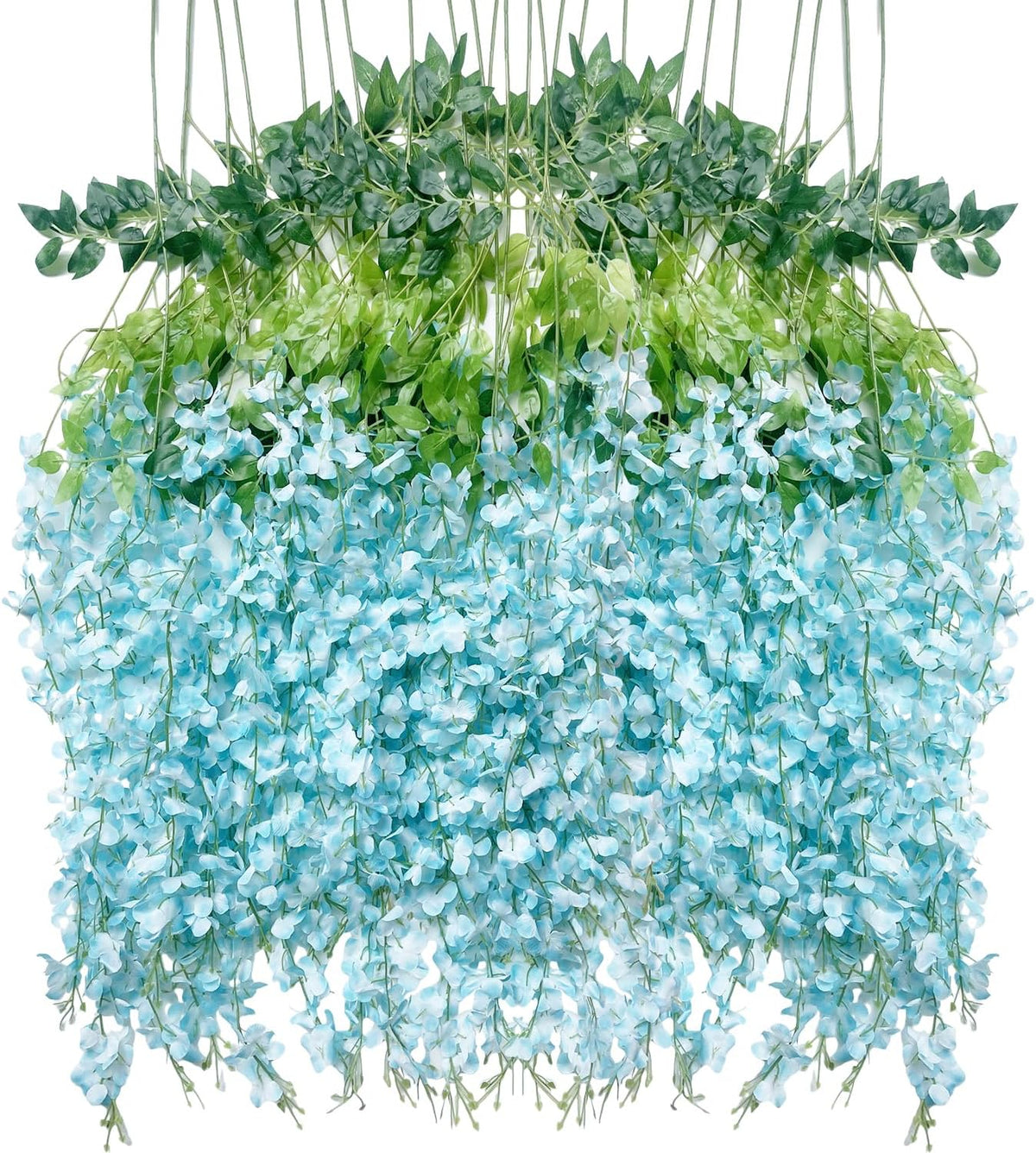 Artificial Wisteria Hanging Flowers-Fake Wisteria Flower Garland Silk Vines Rattan Decor for Home Wedding Arch Wall Garden Greenery Bedroom Outdoor Office Party Decoration (24, Purple)