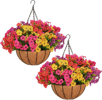8 Pcs Artificial Geranium Flowers for Outdoor Spring Summer Decor - UV-Resistant & Realistic Silk Faux Plants for Garden Porch Patio Yard Balcony Home Kitchen Table Centerpieces Decoration, Red