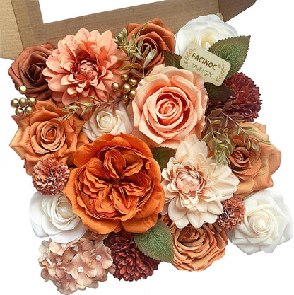 Roses Artificial Flowers Pink Bouquets Box Set for DIY Bridal Wedding Shower Decorations Fake Floral Arrangements for Party Table Centerpieces Home Decor Indoor Outdoor Dusty Blush 19 Pcs