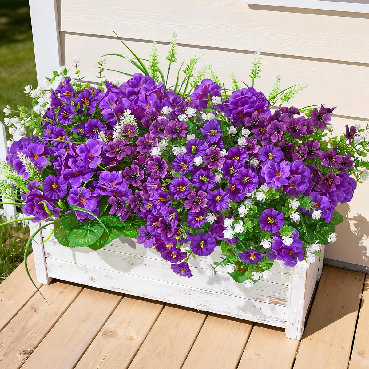 16 Bundles Artificial Flowers for Outdoors, UV Resistant Silk Faux Flowers for Outside Planters, Garden, Porch, Yard, Home Decor (Mixed Color)