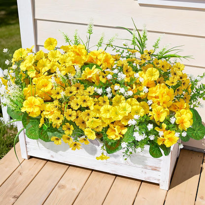 16 Bundles Artificial Flowers for Outdoors, UV Resistant Silk Faux Flowers for Outside Planters, Garden, Porch, Yard, Home Decor (Mixed Color)
