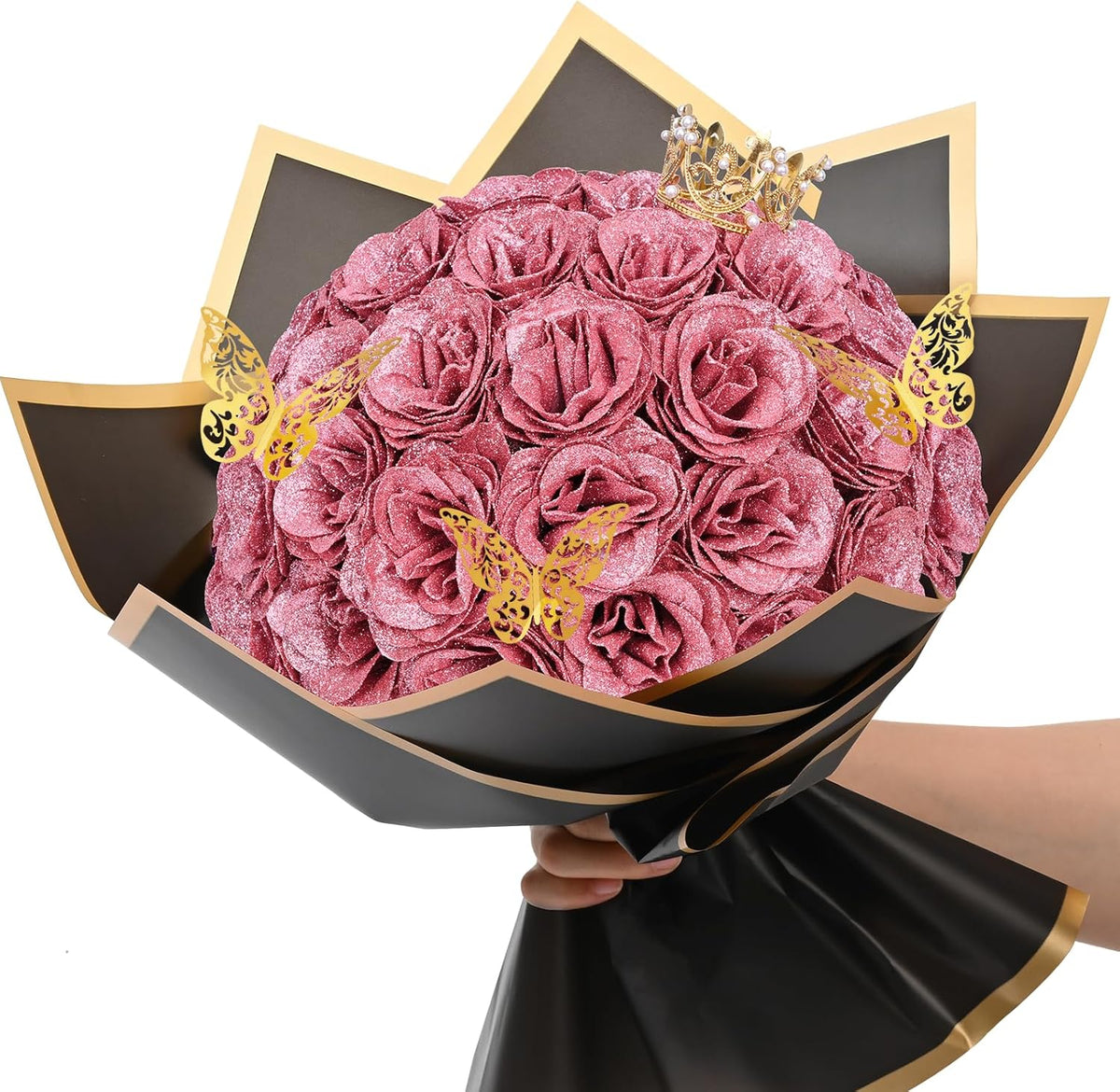 Classic Waipfaru Black Glitter Roses Home Decor Kit