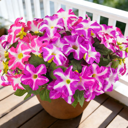 FULLMUSIC Spring Artificial Flowers for Outdoors, UV Resistant Fake Morning Glory, Look Real Faux Silk Plants for Front Door Garden Porch Planter