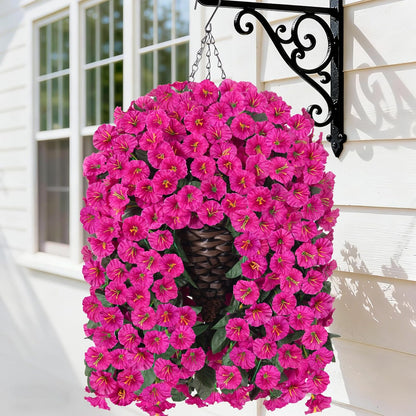 HyeFlora Artificial Fake Hanging Outdoor Flowers Plants Basket, Faux Silk Yellow Daisy Flowers UV Resistant Realistic Hanging Planter Orchid Vines for Outside Porch Patio Home Garden Yard Decoration