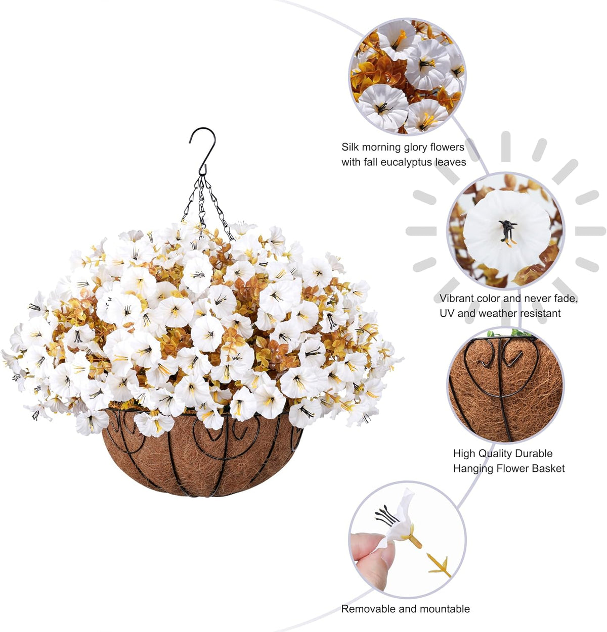 Vibrant Silk Morning Glory Basket Outdoor Decor Bundle