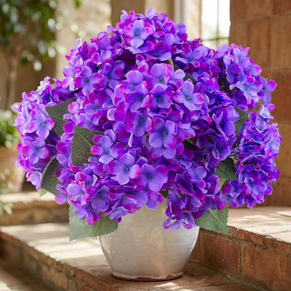 Daynight 4 Pcs Hydrangea Artificial Flowers Outdoor Silk Bouquets, UV Resistant Faux Hydrangeas Flowers for Table Vase Centerpieces Outside Party Wedding Baby Shower Home Outdoor Decor (4, White)