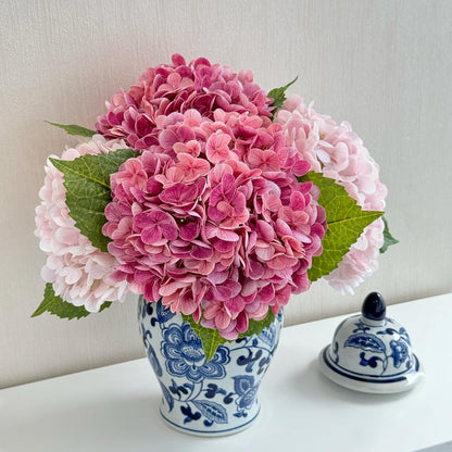 4 Pcs Real Touch White Hydrangeas Artificial Flower 21 inches Realistic Faux Latex Hydrangeas Flower for Home Decor Kitchen Living Room Spring Table Wedding Xmas Arrangement