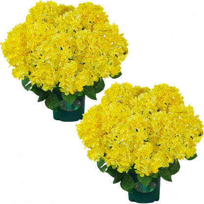QIANYUN Artificial Topiary for Outdoors -20” Potted Plant Fake Hydrangea Bush-UV Resistant Artificial Outdoor Plants for Front Porch, Garden, Yard, Patio Decor (White)