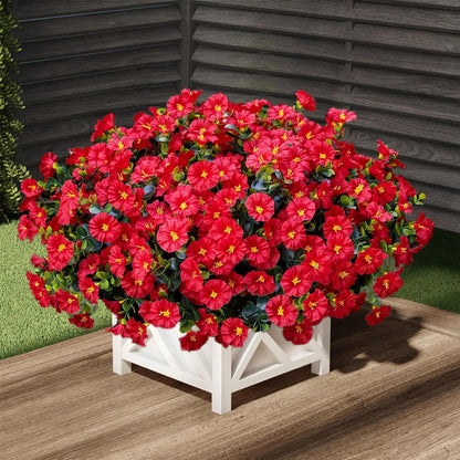 Artificial Outdoor Flowers 16 Bundles Fake Morning Glory Flower Outdoor UV Resistant Plastic Faux Flowers Plants for Decoration Indoor Outdoor Hanging Window Box Planter Home Porch Decor (Fuchsia)