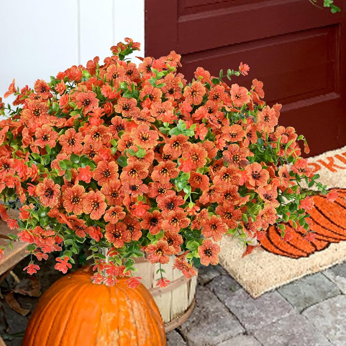 Artificial Flowers for Outdoor, UV Resistant Fake Silk Flowers, Realistic Faux Plants for Outside Indoor Porch Patio Window Box Planter Home Decor (20, Yellow Purple Rosy Pink Red)