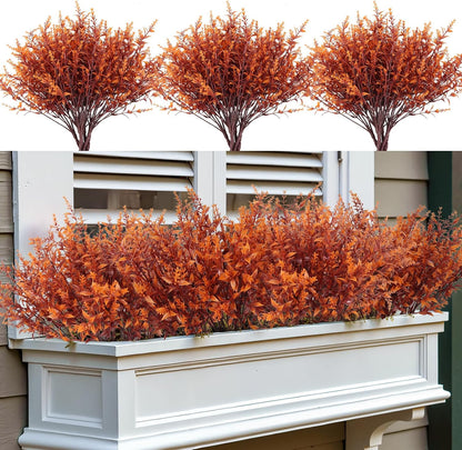 Outdoor Artificial Plant UV Resistant Fake Stems Plants, Faux Plastic Greenery for Indoor and Outdoor Hanging Plants Garden Porch Window Box Home Wedding Farmhouse Outdoor Decorations for Patio (Fuchsia)
