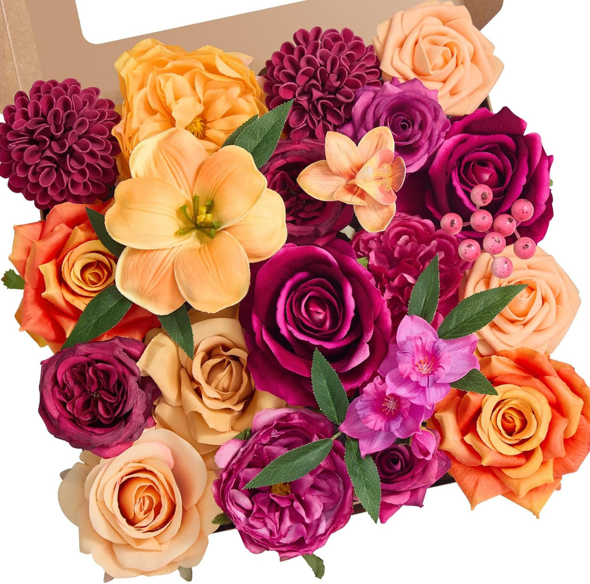 Alecono Artificial Flowers, Yellow Fake Spring Flowers Combo Box with Stems for DIY Wedding Cake, Party Table Centerpieces Home Decor