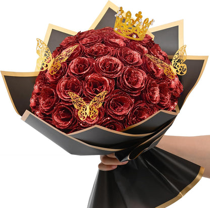 Classic Waipfaru Black Glitter Roses Home Decor Kit