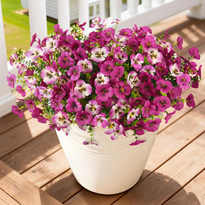 INQCMY Artificial Fake Pansy Flowers for Outdoor, 12 Pcs Faux Silk Pansies Flower for Spring Summer Decoration, UV Resistant Fake Plants for Outside Planter Porch Yard Patio Home Decor(Double Purple)