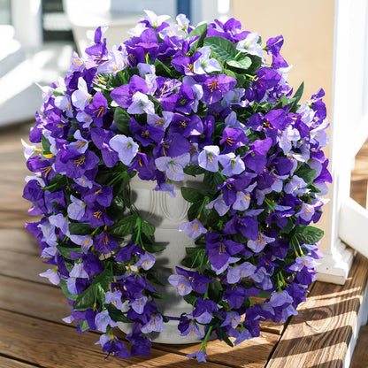 Faux Bougainvillea Artificial Flowers Plants for Outdoors Outside Decoration, 2 Pcs Purple Fake Flowers UV Resistant Look Real Silk Long Trailing Vines for Front Door Porch Planter Urn Patio Garden