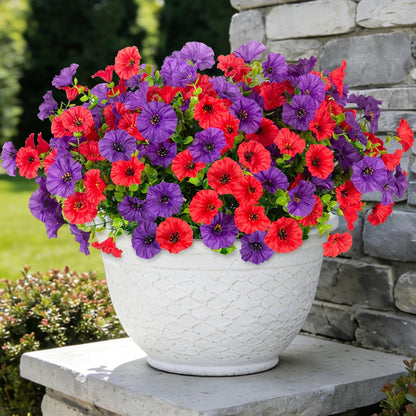12 Bundles Morning Glory Artificial Flowers for Outdoor Decoration UV Resistant Fake Plastic Plants Artificial Greenery for Indoor Outdoor Garden Patio Window Box Home Decor