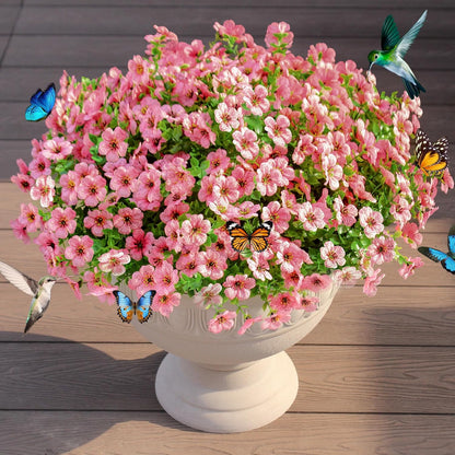 Faux Artificial Plants Flowers for Outdoor Planters Spring Summer Decor 16 Bundles Fake Eucalyptus Silk Daisy UV Resistant Realistic Used for Outside, Home, Front Porch, Patio, Yard Decorations