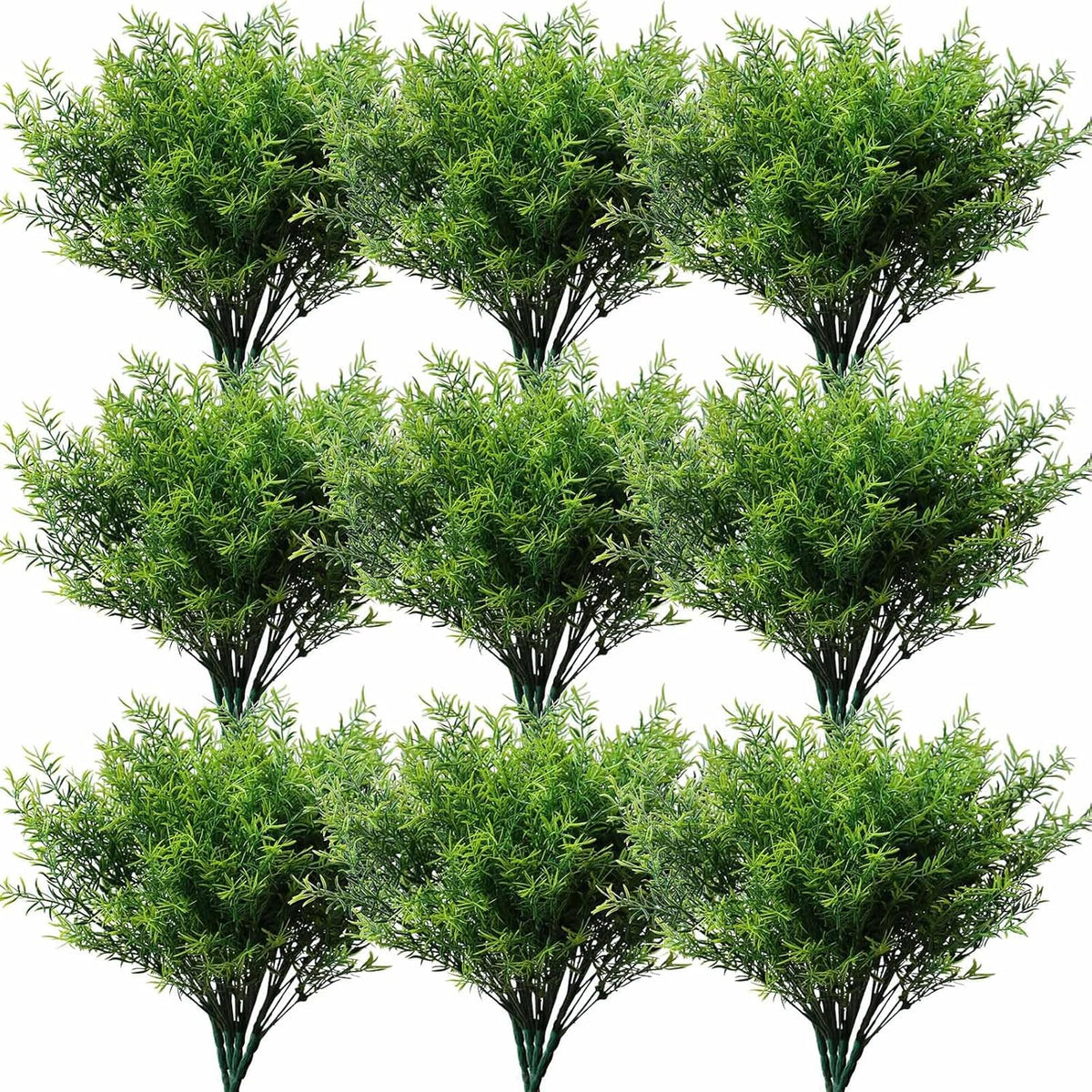 18PCS Outdoor Artificial Faux Plants Spring Summer Decorations, UV Resistant Bulk Realistic Fake Bushes Grass Eucalyptus Outside Plastic Greenery Shrubs for Front Porch Patio Window Box