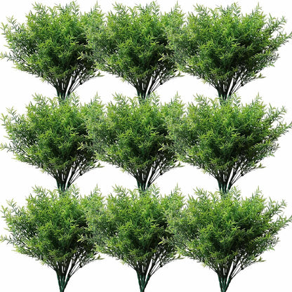 18PCS Outdoor Artificial Faux Plants Spring Summer Decorations, UV Resistant Bulk Realistic Fake Bushes Grass Eucalyptus Outside Plastic Greenery Shrubs for Front Porch Patio Window Box